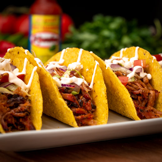 Pulled Pork Tacos with Fiery Habanero Sauce