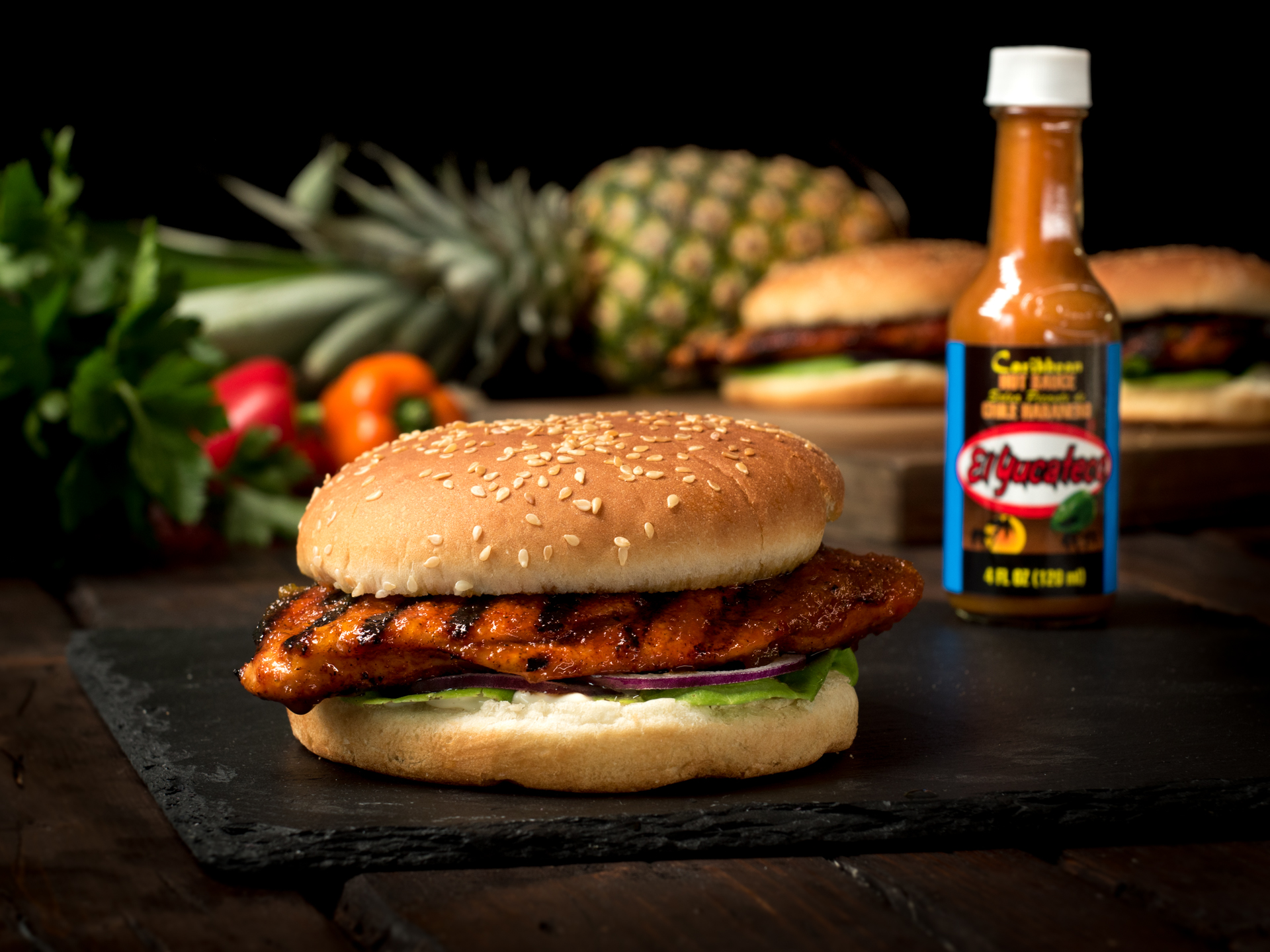 Pineapple Habanero Chicken Burgers - GRILLED