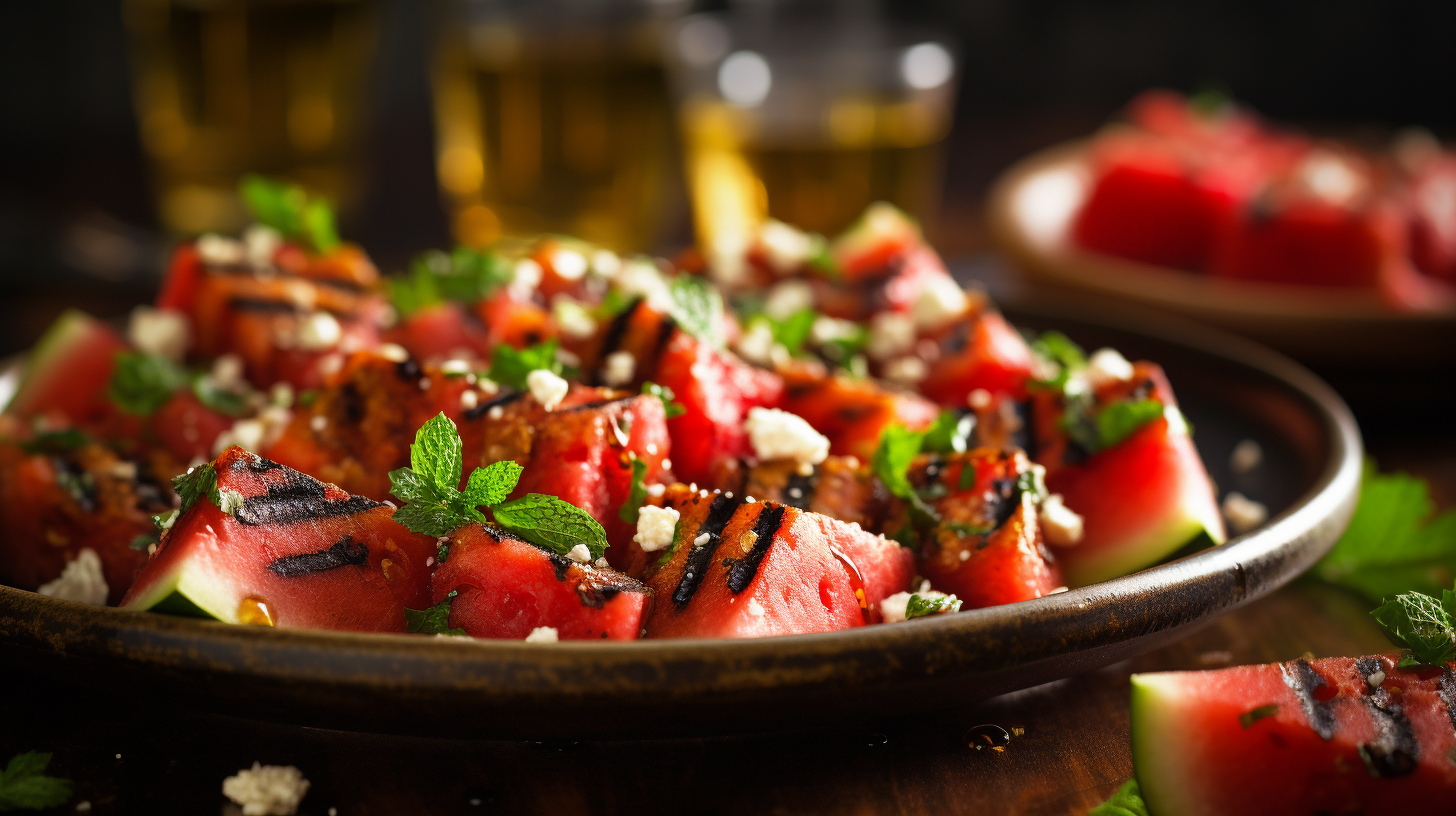 Grilled Watermelon Salad with Feta and Mint - GRILLED