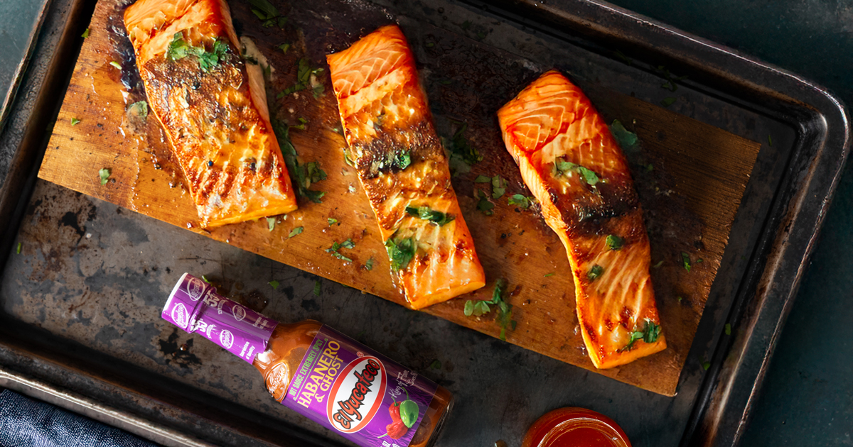 Honey Ghost Pepper Planked Salmon - GRILLED